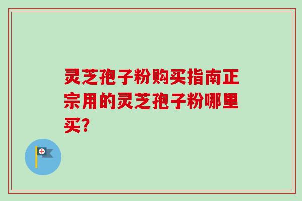 灵芝孢子粉购买指南正宗用的灵芝孢子粉哪里买？