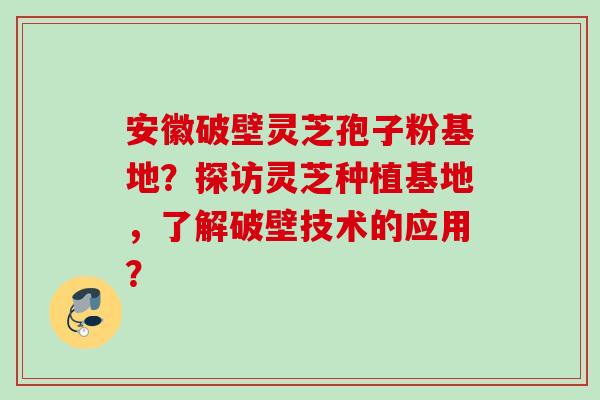 安徽破壁灵芝孢子粉基地？探访灵芝种植基地，了解破壁技术的应用？