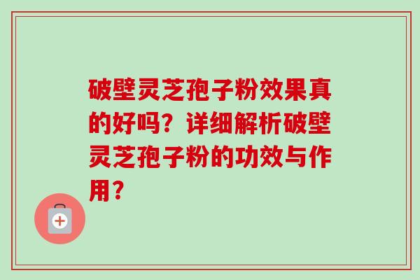 破壁灵芝孢子粉效果真的好吗？详细解析破壁灵芝孢子粉的功效与作用？