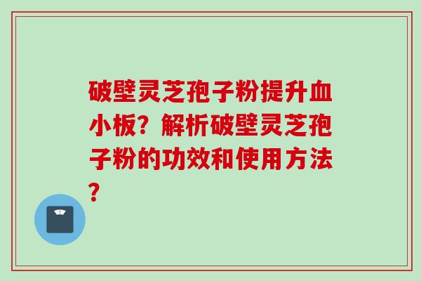 破壁灵芝孢子粉提升血小板？解析破壁灵芝孢子粉的功效和使用方法？