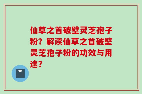 仙草之首破壁灵芝孢子粉？解读仙草之首破壁灵芝孢子粉的功效与用途？