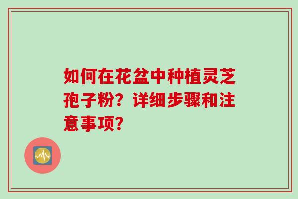 如何在花盆中种植灵芝孢子粉？详细步骤和注意事项？