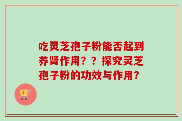 吃灵芝孢子粉能否起到养肾作用？？探究灵芝孢子粉的功效与作用？