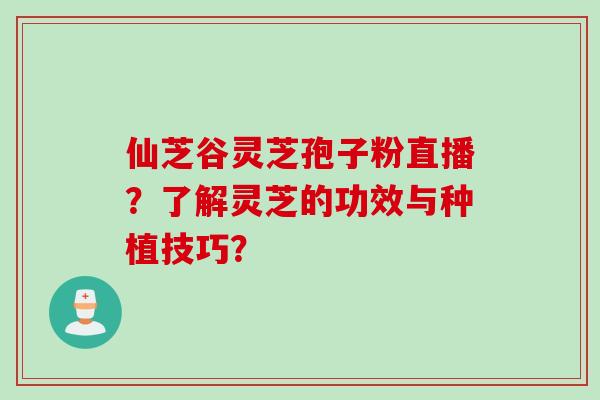 仙芝谷灵芝孢子粉直播？了解灵芝的功效与种植技巧？