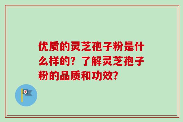 优质的灵芝孢子粉是什么样的？了解灵芝孢子粉的品质和功效？