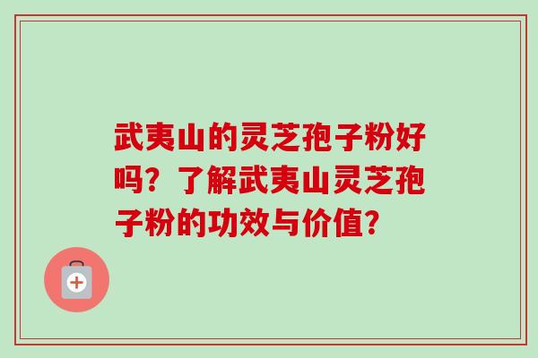 武夷山的灵芝孢子粉好吗？了解武夷山灵芝孢子粉的功效与价值？