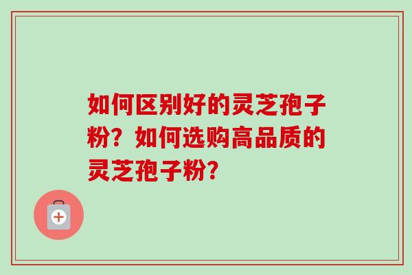 如何区别好的灵芝孢子粉？如何选购高品质的灵芝孢子粉？