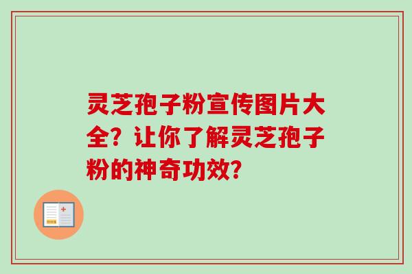 灵芝孢子粉宣传图片大全？让你了解灵芝孢子粉的神奇功效？