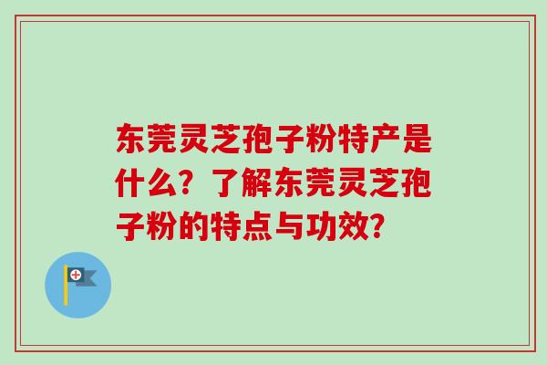 东莞灵芝孢子粉特产是什么？了解东莞灵芝孢子粉的特点与功效？