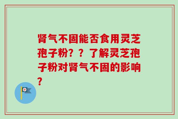 肾气不固能否食用灵芝孢子粉？？了解灵芝孢子粉对肾气不固的影响？