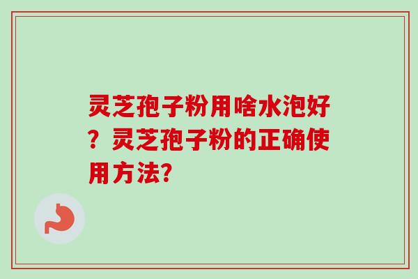 灵芝孢子粉用啥水泡好？灵芝孢子粉的正确使用方法？