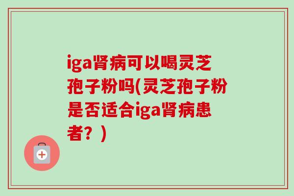 iga肾病可以喝灵芝孢子粉吗(灵芝孢子粉是否适合iga肾病患者？)