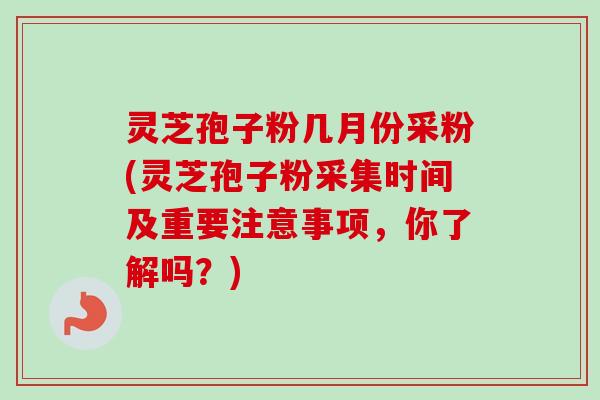 灵芝孢子粉几月份采粉(灵芝孢子粉采集时间及重要注意事项，你了解吗？)