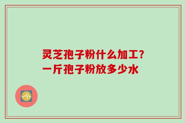 灵芝孢子粉什么加工？一斤孢子粉放多少水