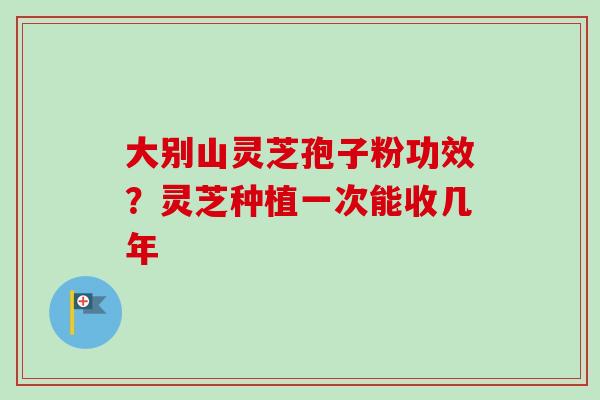 大别山灵芝孢子粉功效？灵芝种植一次能收几年