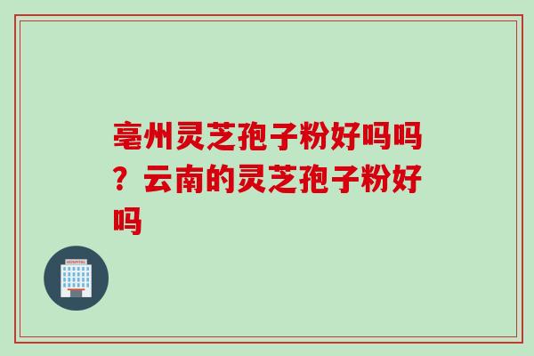 亳州灵芝孢子粉好吗吗？云南的灵芝孢子粉好吗