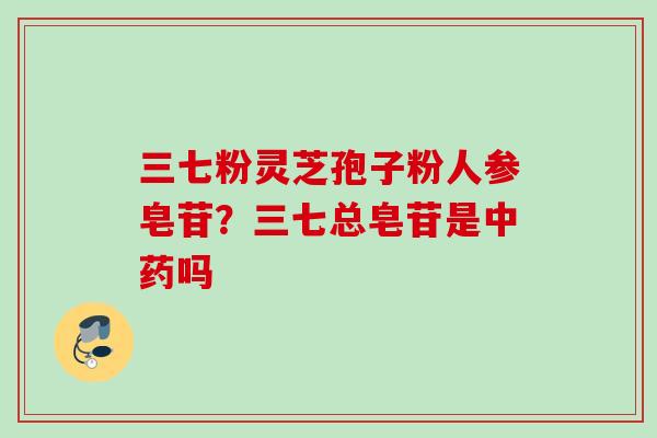 三七粉灵芝孢子粉人参皂苷？三七总皂苷是中药吗