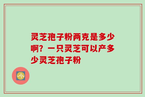 灵芝孢子粉两克是多少啊？一只灵芝可以产多少灵芝孢子粉