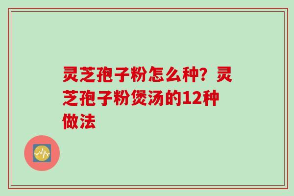 灵芝孢子粉怎么种？灵芝孢子粉煲汤的12种做法