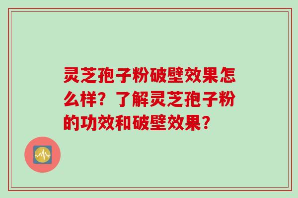 灵芝孢子粉破壁效果怎么样？了解灵芝孢子粉的功效和破壁效果？