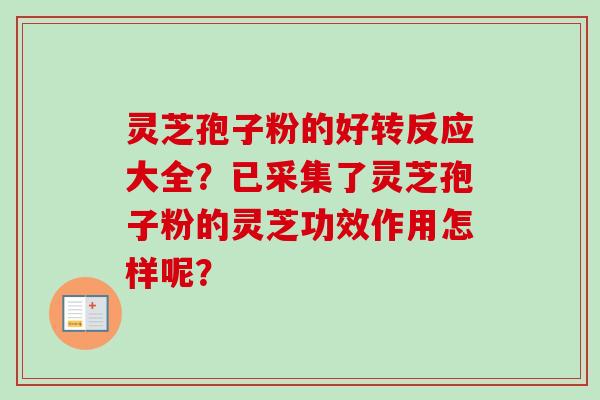 灵芝孢子粉的好转反应大全？已采集了灵芝孢子粉的灵芝功效作用怎样呢？