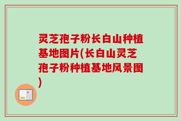 灵芝孢子粉长白山种植基地图片(长白山灵芝孢子粉种植基地风景图)