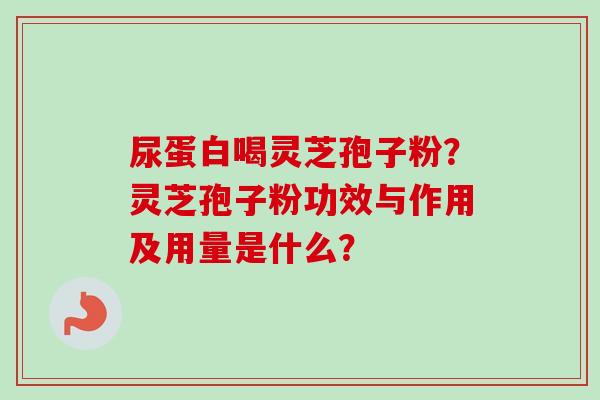 尿蛋白喝灵芝孢子粉？灵芝孢子粉功效与作用及用量是什么？