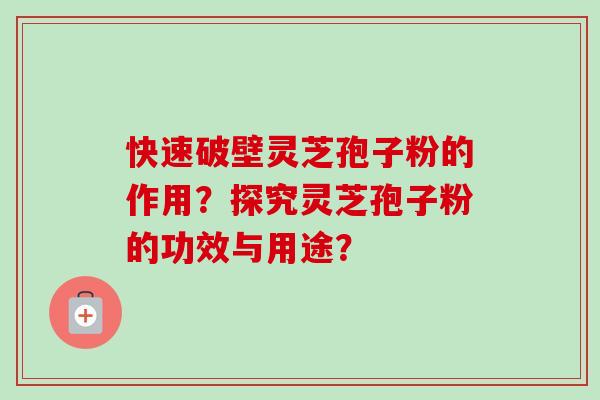 快速破壁灵芝孢子粉的作用？探究灵芝孢子粉的功效与用途？
