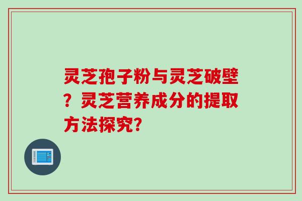 灵芝孢子粉与灵芝破壁？灵芝营养成分的提取方法探究？
