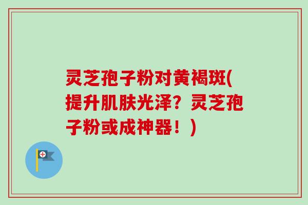 灵芝孢子粉对黄褐斑(提升肌肤光泽？灵芝孢子粉或成神器！)