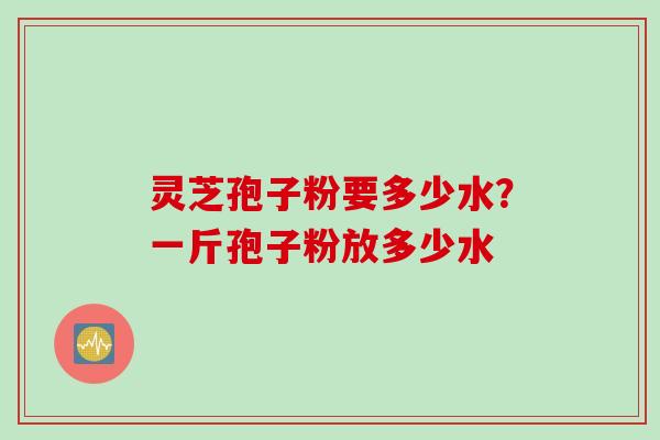 灵芝孢子粉要多少水？一斤孢子粉放多少水