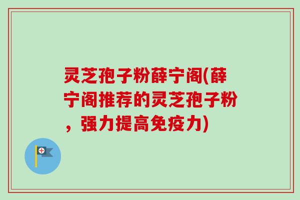 灵芝孢子粉薛宁阁(薛宁阁推荐的灵芝孢子粉，强力提高免疫力)