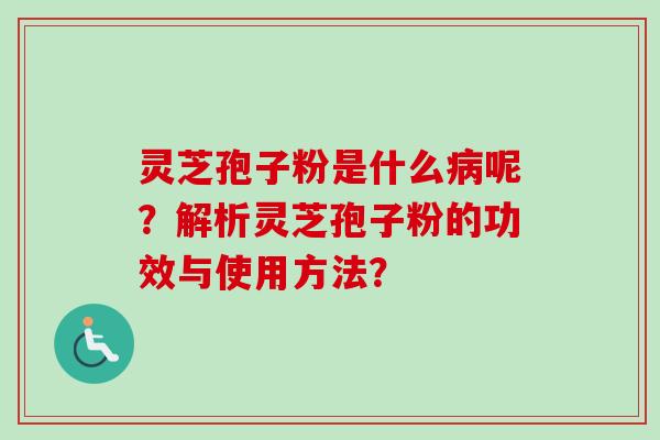 灵芝孢子粉是什么病呢？解析灵芝孢子粉的功效与使用方法？
