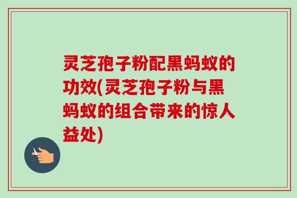 灵芝孢子粉配黑蚂蚁的功效(灵芝孢子粉与黑蚂蚁的组合带来的惊人益处)