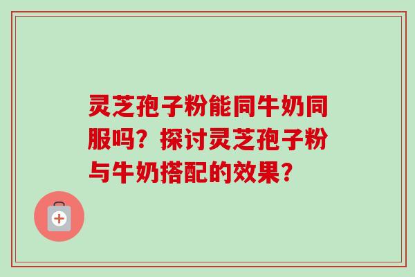 灵芝孢子粉能同牛奶同服吗？探讨灵芝孢子粉与牛奶搭配的效果？