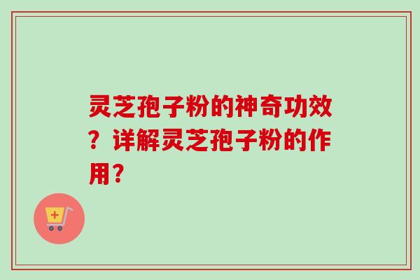 灵芝孢子粉的神奇功效？详解灵芝孢子粉的作用？