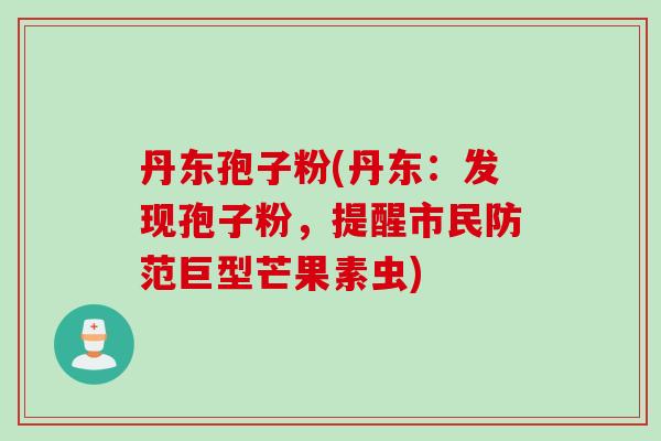 丹东孢子粉(丹东：发现孢子粉，提醒市民防范巨型芒果素虫)