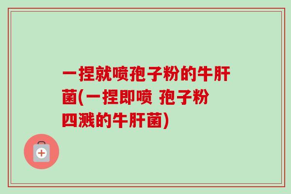 一捏就喷孢子粉的牛肝菌(一捏即喷 孢子粉四溅的牛肝菌)