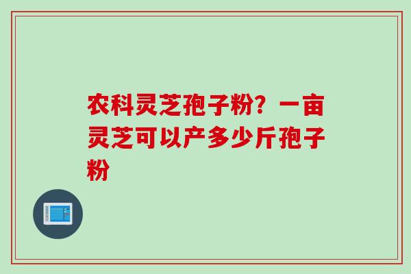 农科灵芝孢子粉？一亩灵芝可以产多少斤孢子粉