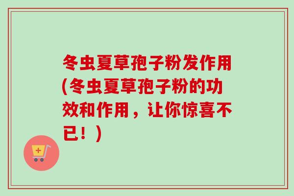 冬虫夏草孢子粉发作用(冬虫夏草孢子粉的功效和作用，让你惊喜不已！)