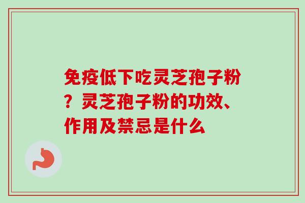 免疫低下吃灵芝孢子粉?灵芝孢子粉的功效、作用及禁忌是什么 免疫低下吃灵芝孢子粉?灵芝孢子粉的功效、作用及禁忌是什么