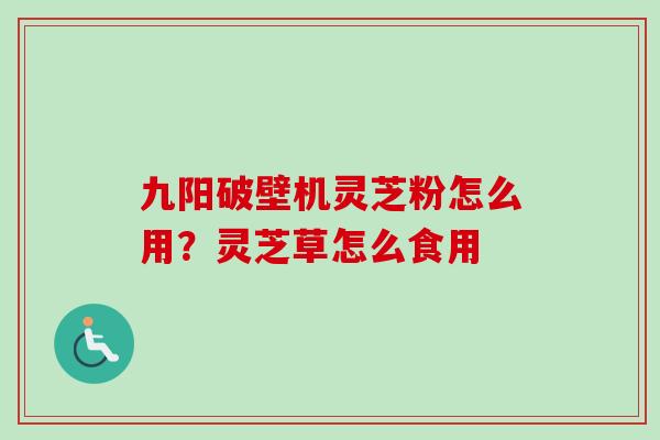 九阳破壁机灵芝粉怎么用？灵芝草怎么食用