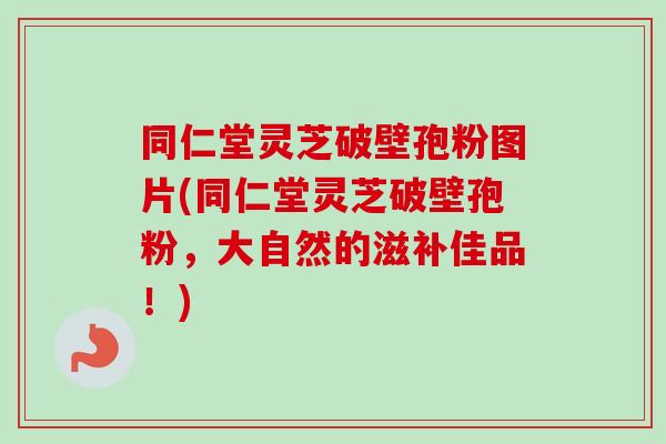 同仁堂灵芝破壁孢粉图片(同仁堂灵芝破壁孢粉,大自然的滋补佳品!) 同仁堂灵芝破壁孢粉图片(同仁堂灵芝破壁孢粉,大自然的滋补佳品!)