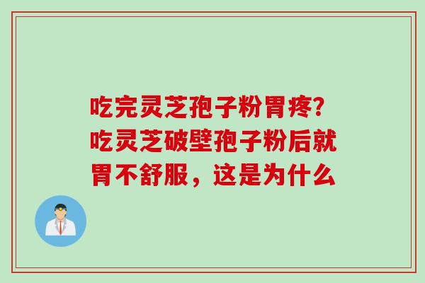 吃完灵芝孢子粉胃疼？吃灵芝破壁孢子粉后就胃不舒服，这是为什么