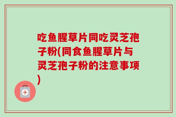 吃鱼腥草片同吃灵芝孢子粉(同食鱼腥草片与灵芝孢子粉的注意事项)