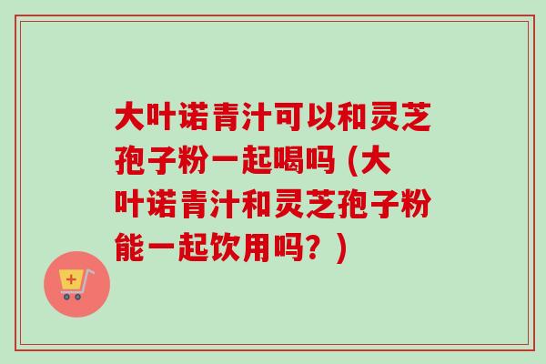 大叶诺青汁可以和灵芝孢子粉一起喝吗 (大叶诺青汁和灵芝孢子粉能一起饮用吗？)