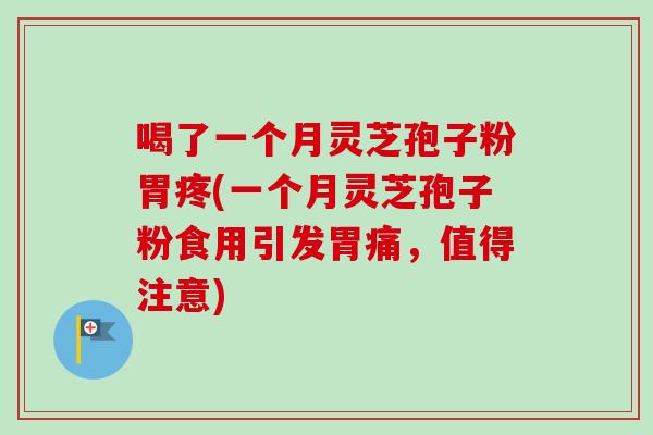 喝了一个月灵芝孢子粉胃疼(一个月灵芝孢子粉食用引发胃痛，值得注意)