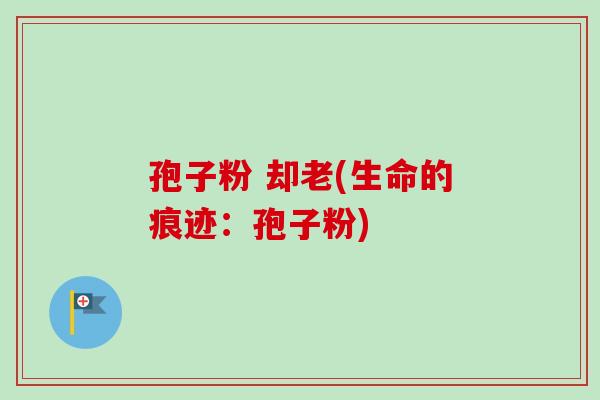 孢子粉 却老(生命的痕迹:孢子粉) 孢子粉 却老(生命的痕迹:孢子粉)