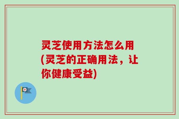 灵芝使用方法怎么用 (灵芝的正确用法，让你健康受益)