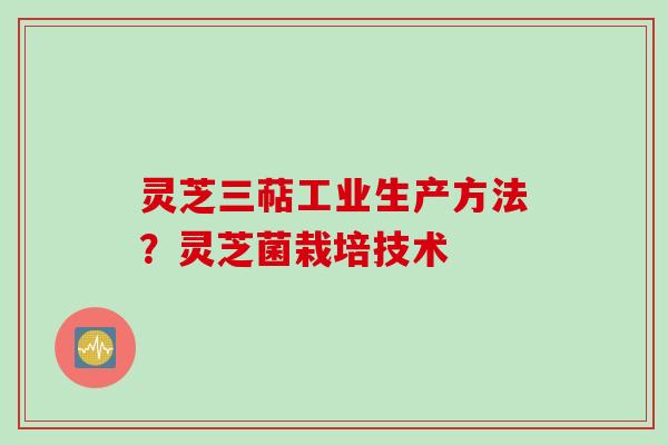 灵芝三萜工业生产方法？灵芝菌栽培技术